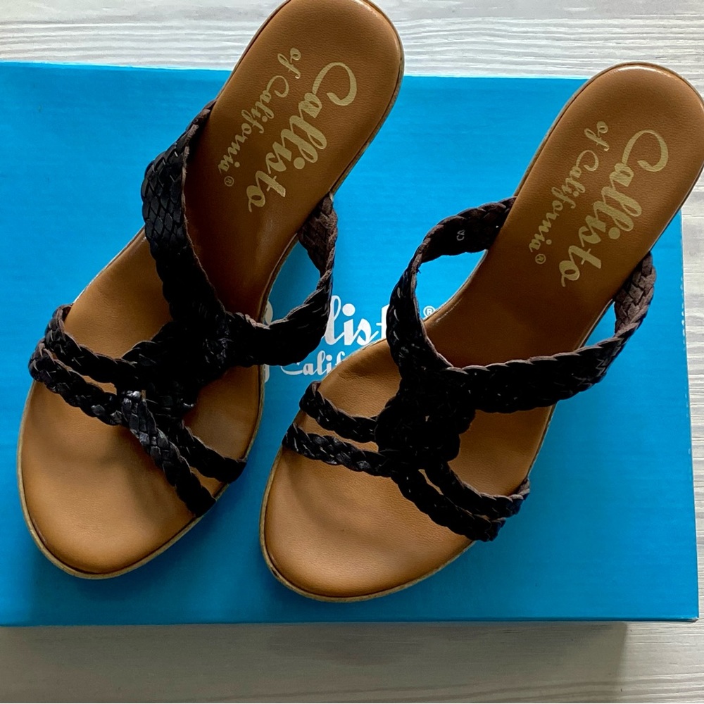 Callisto of California Brown Wedge Sandals “Brayden”